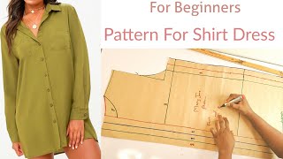 How To make A Shirt Dress  Pattern Making for beginners [upl. by Mathe]