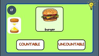 Countable and Uncountable Nouns for kids  Game  Food [upl. by Jerrylee]