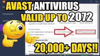 Avast 2018 License Key Valid till 2073 20000 days ✔️ [upl. by Slyke]