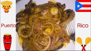 BISTEC ENCEBOLLADO AL ESTILO DE PUERTO RICO steak with onions like Puerto Rico [upl. by Fries]