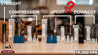 Spiral Bits  Compression VS Upcut VS Downcut VS Straight  Never Before Seen 19000 FPS HD Video [upl. by Cordalia]