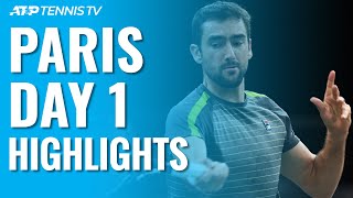 Tsonga Battles Past Rublev Cilic Chardy Verdasco Win Openers  Paris 2019 Day 1 Highlights [upl. by Eleda498]