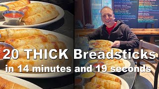 20 Thick Cheesy Breadsticks in 14 Minutes  Joey Chestnut New Record [upl. by Haidabej]