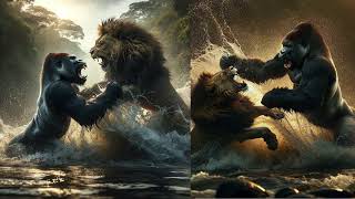 Gorilla Vs Lion Part 4 Fight to Finish animals gorrilla kingkong lion lionfight [upl. by Hayward]