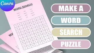 Create a Word Search puzzle in Canva  easy tutorial [upl. by Ennayr]