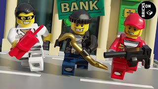 Lego Mega Compilation Bank Robbery Money Heist Police Academy Catch the Crooks Brickfilm Stop Motion [upl. by Fleischer]