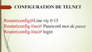 configuration de laccès telnet [upl. by Jasen]