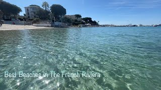 Côte DAzur Beach Drone  Antibes Most Beautiful beaches Clearest Water Belles Rives amp La Pinède [upl. by Nodrog287]