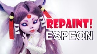 Repaint Espeon Pokemon Eeveelutions Custom OOAK Monster High Doll [upl. by Gnim]