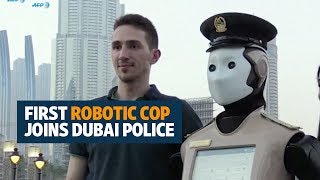 First robotic cop joins Dubai police [upl. by Nilkcaj]