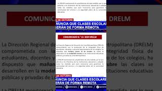 UltimoMinuto Minedu anuncia que mañana las clases serán virtuales en Lima Metropolitana [upl. by Anayt]