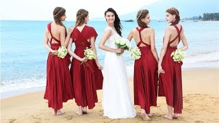 Convertible Burgundy Bridesmaid Dresses from eDressit [upl. by Idnic10]