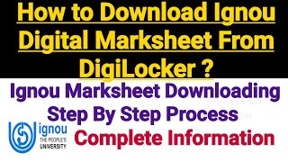 How to Download Ignou Marksheet From DigiLocker [upl. by Acsot]