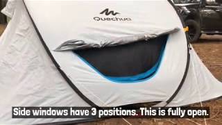 Quechua 2 Seconds Pop Up Tent quotFresh amp Blackquot 3 Person Tent Review and Pack Down [upl. by Emile]