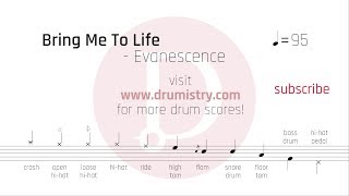 Evanescence  Bring Me To Life Drum Score [upl. by Oribelle]