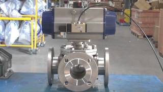 3 way Flanged Pneumatically Actuated Ball Valve [upl. by Ahsaele]