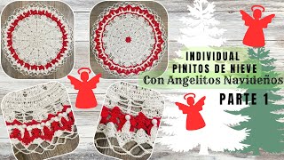 WOW Hermoso Individual Pinitos de Nieve con Angelitos Navideño Parte 1 [upl. by Ailegra511]