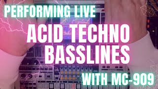 Playing live Acid Techno Basslines with the Roland MC909 Groovebox [upl. by Akire676]