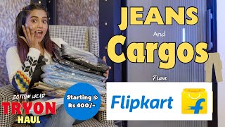 Trendy JEANS amp CARGOS haul from Flipkart 💙  TryOn  Honest Reviews  gimaashi [upl. by Henigman]