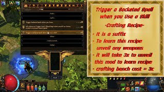 Dont work in 325  How to get Trigger a Socketed Spell when you Use a Skill  Crafting Recipe [upl. by Ekez999]