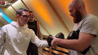 Fabiano Caruana Chessboxing Training with Denno Probst from Chessboxing Cologne at Freestyle Chess [upl. by Goodrich]