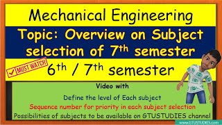 Mechanical 7th semester subject selection overview for GTU in easy way [upl. by Aldarcy]