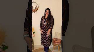 Mirror work Chikankari kurta chikankarikurti mirrorwork blackkurta dressup [upl. by Oirasan]