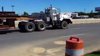 Loud straight pipe Mack DM800 heavy hauler with a Mack V8 [upl. by Arnaud475]