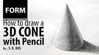 How to Draw a 3D CONE with Pencil shading  Drawing and shading CONE Tutorial [upl. by Tychonn]