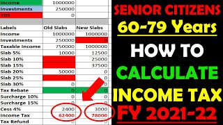 How To Calculate Income Tax FY 202122 Excel Examples  Senior Citizens Age 60 to 79 Years [upl. by Kippie]