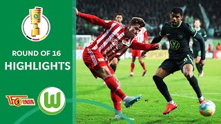 Tough fight in Berlin  Union Berlin vs VfL Wolfsburg 21  Highlights  DFBPokal  Round of 16 [upl. by Fernandina]