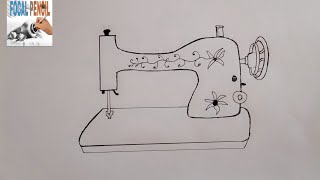 How to draw a sewing machine step by step [upl. by Ilenay]