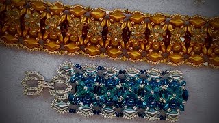 Embellished Right Angle Weave Bracelet Tutorial [upl. by Annah]