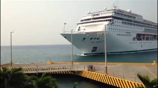 Giant Cruise Ship MSC Armonia Crashes Into Dock In Honduras [upl. by Bilow377]