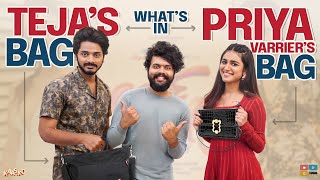 What’s in PRIYA VARRIER amp TEJA’s BAG  Kaasko  Tamada media [upl. by Solita]