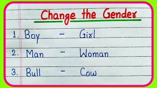 Change the gender in English Grammar  Masculine and Feminine Gender  20 Gender Name [upl. by Jason341]