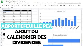 Modèle Portefeuille Bourse V2  Ajout du calendrier des Dividendes ABPORTEFEUILLE PEA [upl. by Eelame]