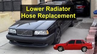 Lower radiator hose replacement Volvo 850 S70 V70 etc  VOTD [upl. by Anirual]