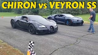 Bugatti Chiron vs Veyron SS racing on the runway [upl. by Aniraz]