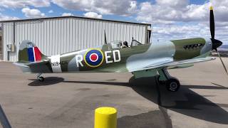 Robert DeFords Mk IX Spitfire replica departing Cottonwood AZ [upl. by Malvia]