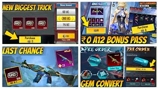 🚨HURRY  ₹0 ME 6000 UC TRICK  GET FREE A12 BONUS PASS IN BGMI  FREE UPGRADABLE GUN TRICK  2025 [upl. by Sarajane]