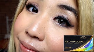 Air Optix Colors Lens Sterling Grey on Brown Eyes [upl. by Laughton]