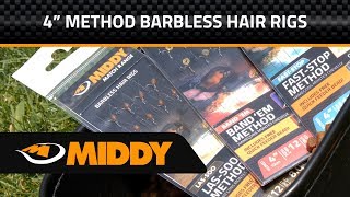 Middy 4 inch Barbless Ready Tied Method Hair Rigs  Lassoo Band Em and FastStop [upl. by Enneire343]