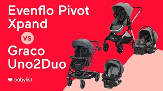 Evenflo Pivot Xpand vs Graco Uno2Duo Travel System Comparison  Babylist [upl. by Dav682]