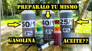 Como preparar el combustible para la Desbrozadora o Motosierra 501 401 y 251 [upl. by Adnylg]