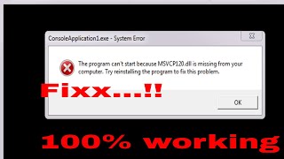 How To Fix msvcp120dll Missing Error 100 Working  Windows 1087 2017 Tutorial [upl. by Huntlee]