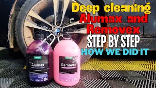 Deep cleaning of dirty wheels Wheel details with Alumax and Removex [upl. by Blase]