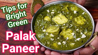 Restaurant Style Palak Paneer Curry  5 Basic Tips to Get Dark Green Colored Creamy Palak Paneer [upl. by Niel]