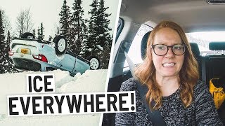 CRAZY WINTER DRIVING IN ALASKA  Road Trip from Anchorage to North Pole [upl. by Rednaeel]