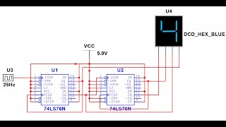 MULTISIM  ASYNCHRONOUS UP COUNTER USING IC 74LS76 [upl. by Baptist]